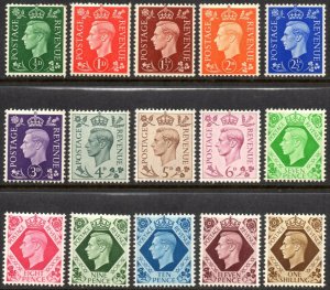 1937-47 Sg 462/475 King George VI Definitive Set of 15 Values Unmounted Mint