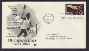 US Olympics 1988 PCS Typed FDC BIN