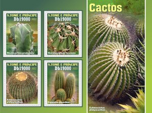 Stamps.Plants, Cactus 2023 year 1+1 sheets perf San Tome NEW