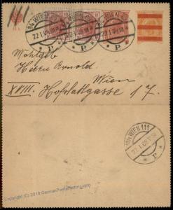 Austria 1908 Upfranked Rohrpost Pneumatic Cover Kartenbrief Postal Card 66904