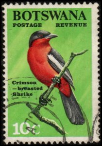 Botswana 25 - Used - 10c Crimson-breasted Shrike (1967) (cv $0.90) +