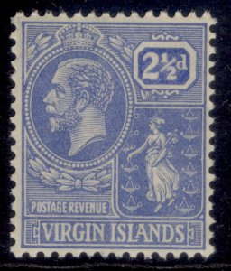 BRITISH VIRGIN ISLANDS GV SG93, 2½d pale bright blue, NH MINT.