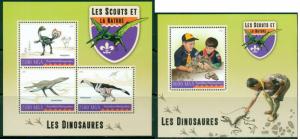 Boy Scouts Dinosaurs Prehistoric Fauna Scouting Madagascar MNH stamp set