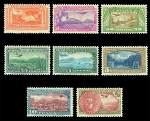 MEXICO 1934 AIRMAIL - National University issue set 20c - 20p Sc#C54-61 mint MH