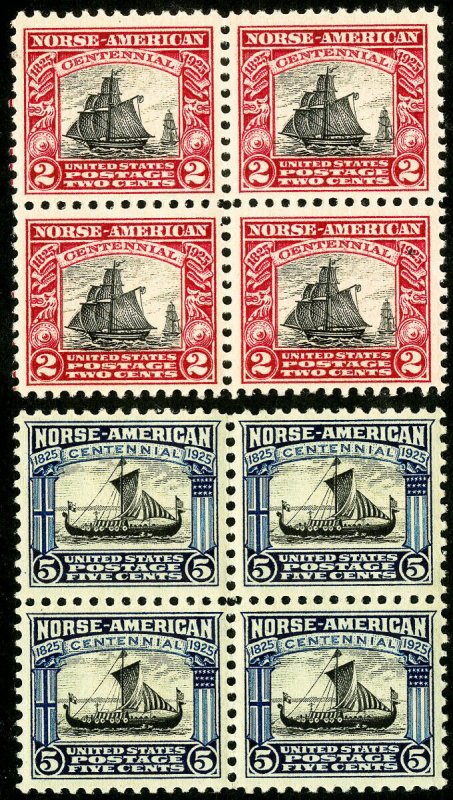 US Stamps # 620-1 MNH XF Blocks of 4x