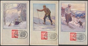 AUSTRIA 1956 SCOUT PATHFINDER Special Cancel SKI Related PC 3 Different