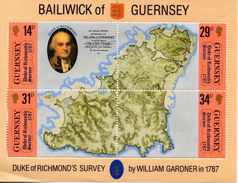 Guernsey 1987, DUKE OF RICHMOND'S Map SURVEY 1787  -MNH Sheet # 347