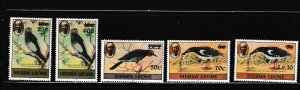 Sierra Leone # 636A-636E, Birds - Surcharged Dated  1983, Mint Hinged. 1/3 Cat.