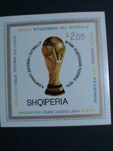 ALBANIA STAMPS-1974  WORLD CUP SOCCER CHAMPIONSHIP-IMPERF -MNH S/S-SHEET VF