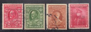 NEWFOUNDLAND SCOTT #185,186,187,189 USED 2,3,4c 1932-37