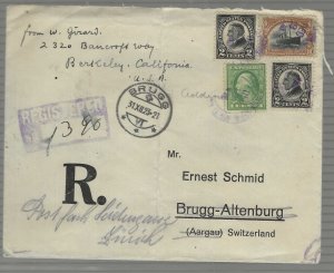 1923 US COVER-SWITZERLAND LATE USAGE 10c PAN AMER (299) $1257 2c HARDINGS (610)