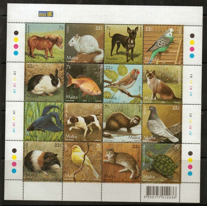 MALTA SG1461a 2006 PETS SHEETLET MNH