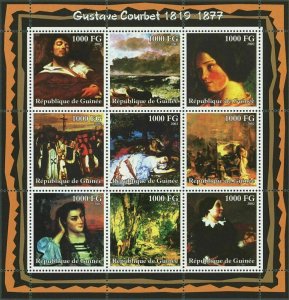 Art Paintings Jean Désiré Gustave Courbet Souvenir Block of 9 stamps Mint