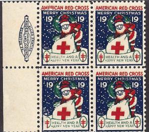 WX25 Mint,OG,NH... Christmas Seal Block of 4... SCV $1.60... w/Union Label