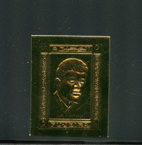 FUJEIRA  JOHN F. KENNEDY IMPERF GOLD FOIL STAMP MINT NH