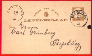 aa1938 - HUNGARY - Postal History -  STATIONERY  CARD from ESZTERGOM 1890's