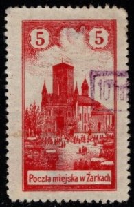 Scarce 1928 Poland 5 Halerzy City Post Żarki Local Postage Stamp Reprint Used