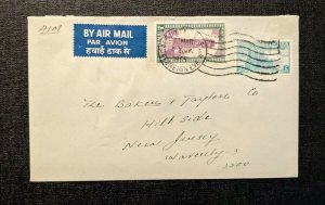 1955 Calcutta Foreign Eve India Airmail Cover to Hillside New Jersey USA