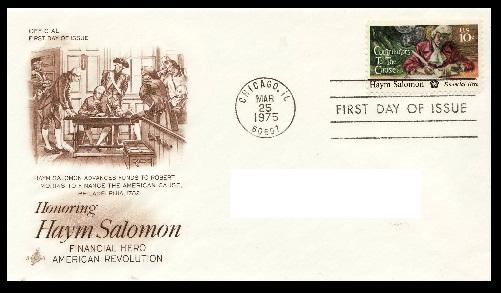 Haym Salomon 1975 Brown (Artcraft) Typed FDC  BIN 3002