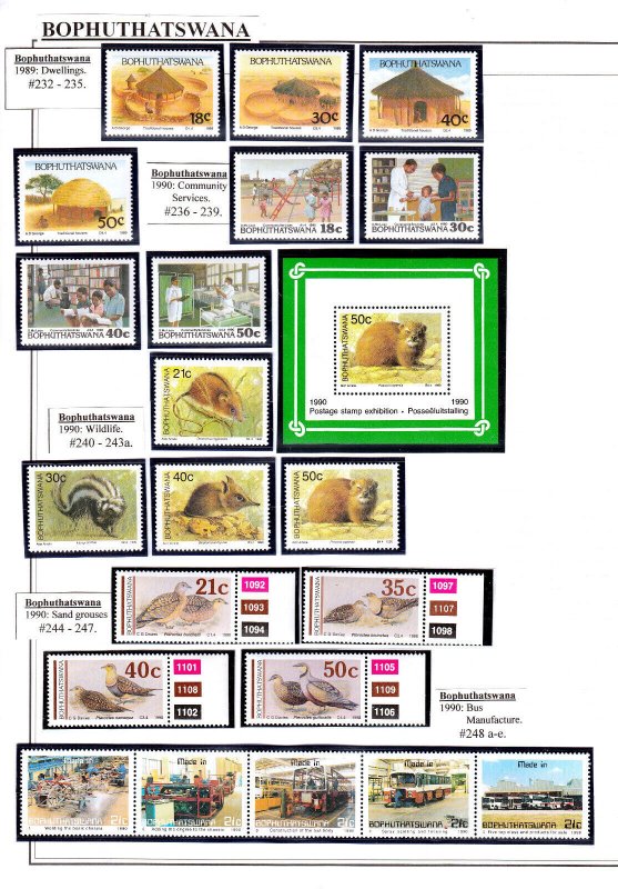 SOUTH AFRICA (BOPHUTHATSWANA) — SCOTT 1-302 — 1977-93 COMPLETE — SCV $242