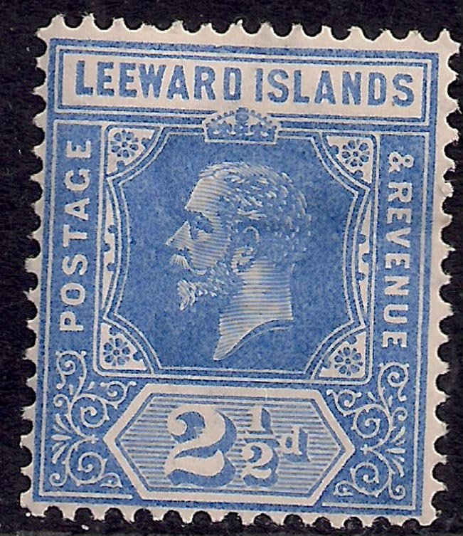 Leeward Islands 1912 - 22 KGV 2 1/2d Bright Blue MM Die 1 SG 50 ( G1380 ) 