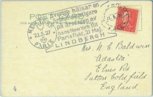 89739 - SWEDEN - Postal History - SPECIAL FLIGHT CARD: Lindberg 1928