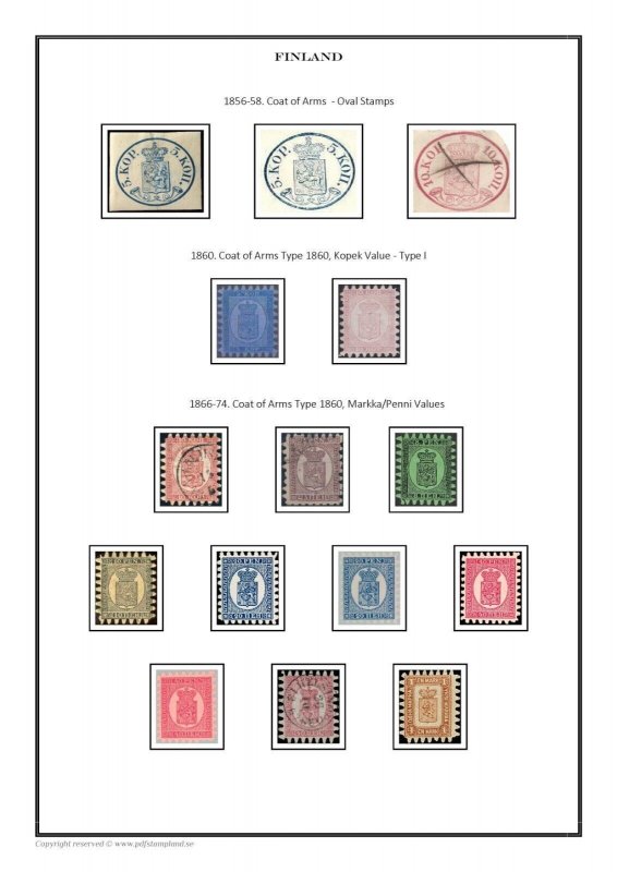 Finland Suomi 1856-2023 PDF (DIGITAL)  STAMP ALBUM PAGES