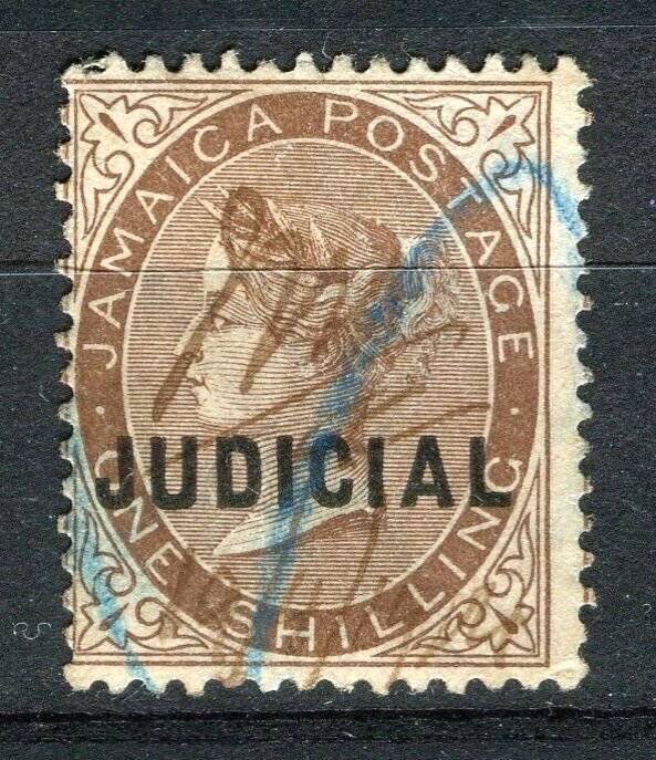 JAMAICA; 1880s early QV Revenue Judicial Optd. issue used Shade of 1s. value