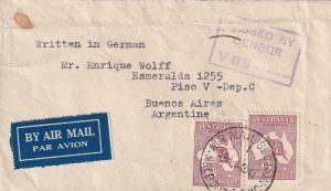 1941, Melbourne, Australia to Buenos Aires, Argentina, Airmail, Censored (C4133)