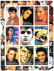 Tadjikistan 2002 ELVIS PRESLEY 25th.Anniversary Sheetlet (9) Perforated MNH