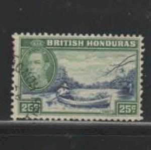 BRITISH HONDURAS #122 1938 25c KING GEORGE VI & DORY F-VF USED