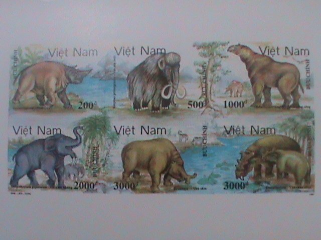 VIETNAM-1991-SC#2293-PREHISTORIC ANIMALS MNH IMPERF: IMPRINT BLOCK VF-LAST ONE-