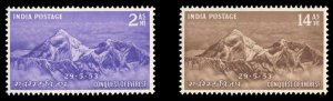 India #244-245 Cat$18.50, 1953 Mount Everest, set of two, never hinged