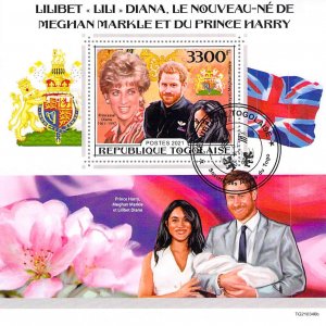Togo 2021 CTO Sheet  Prince Harry Meghan Markel Princes Diana Royals 1 value ...