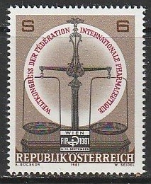 1981 Austria - Sc 1185 - MNH VF - 1 single - Intl Pharmaceutical Federation