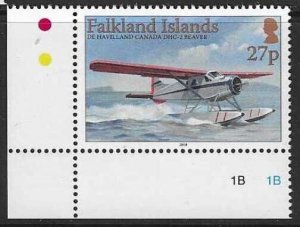 FALKLAND ISLANDS SG1010  27p AIRCRAFT MNH