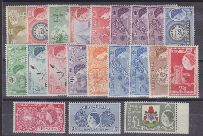 Bermuda Sc 143-162 MLH. 1953-58 QEII Definitives cplt