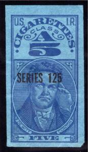 Series 125 , 5 Cigarettes, O/P, Imperf, US Revenue