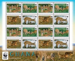 Ghana 2012 - WWF Animals Reedbuck - Sheet of 16 stamps - Scott #2706 - MNH