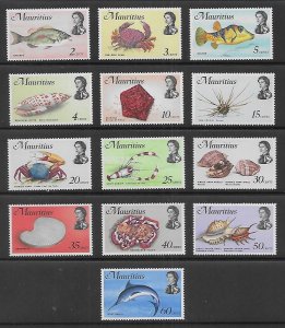 Mauritius, Scott 339-351, Marine Life, Short set to 60c, MNH, c.v. $15.55