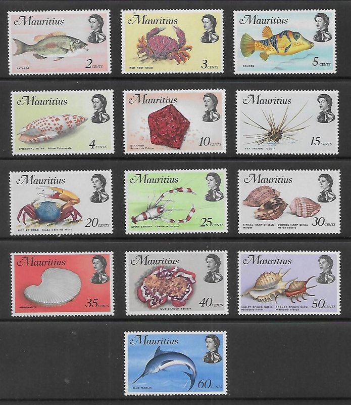 Mauritius, Scott 339-351, Marine Life, Short set to 60c, MNH, c.v. $15.55