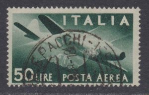 Italy Airmail # C113 , Plane and Clasped Hands , F-VF Used Stamp - I Combine S/H