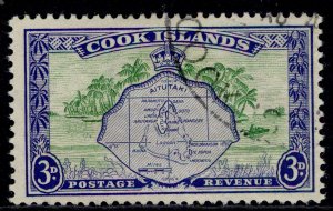 COOK ISLANDS GVI SG153, 3d green & ultramarine, FINE USED.