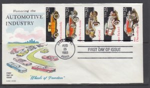 US Sc 2385a FDC. 1988 25c Classic Cars booklet pane, Fluegel cachet, fresh, VF