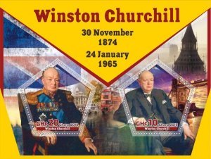 Stamps. Famous people.  Winston Churchill 2018 1+1 sheets perforated