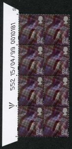 S-WONP64A Scotland Walsall 64p Warrant Block of 8 Dated 15/04/99