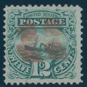 US Scott #117 Used, FVF, Red Quartered Cork Cxl, PFC