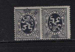 Belgium, 210A Hinge Remnant, Tete Beche Pair, 1929-32 Lion Walking