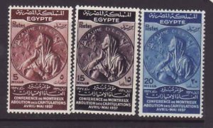 Egypt-Sc#217-9- id9-unused og NH set-Medal-Montreux-1937-