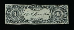 GENUINE SCOTT #RS103a E.T. HAZELTINE MEDICINE ON OLD PAPER TRIMMED PERFORATIONS